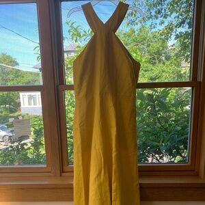 Ann Taylor 12 Linen\Cotton yellow midi dress